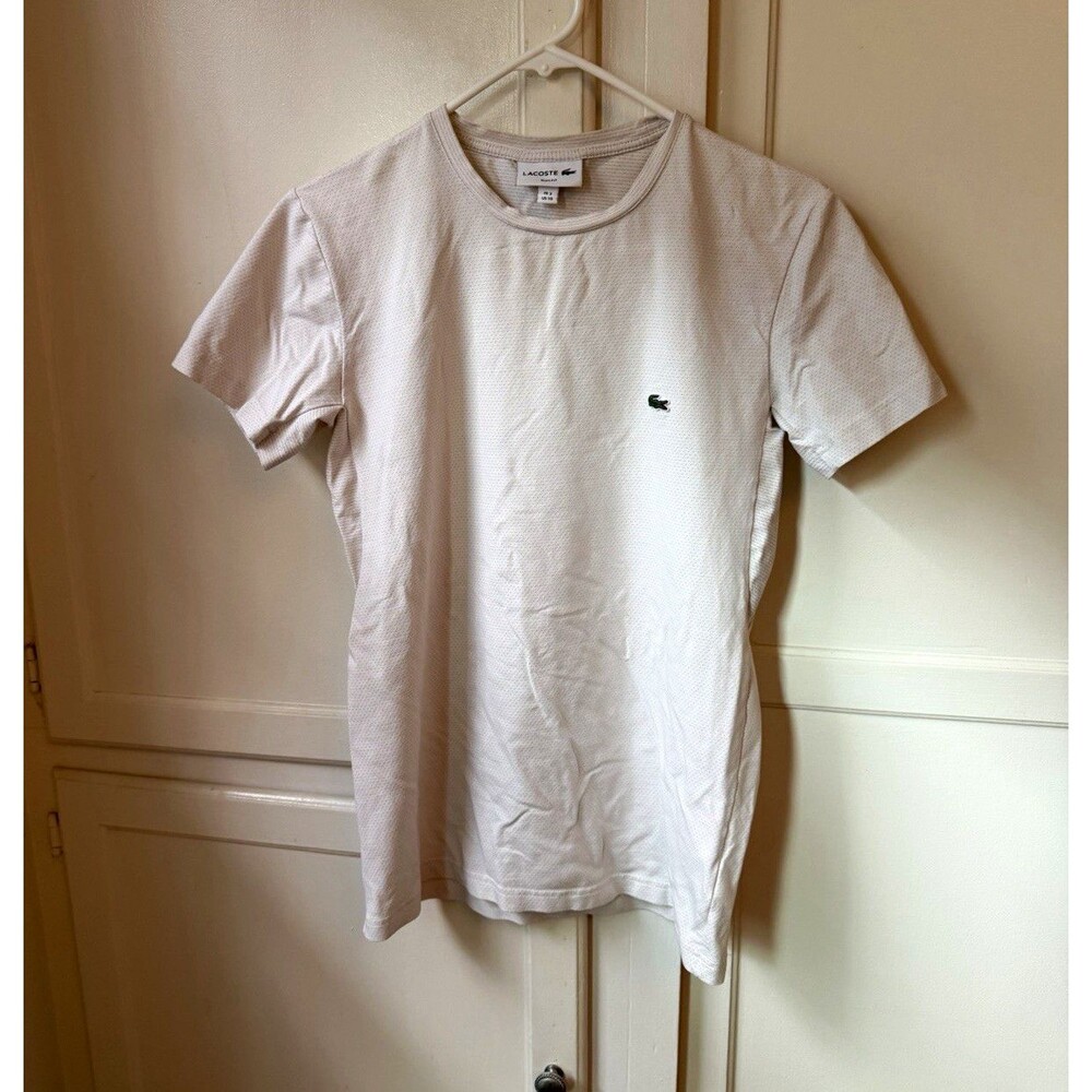 Lacoste Sport Men’s XS Slim Fit White Breathable Mesh Logo T-Shirt